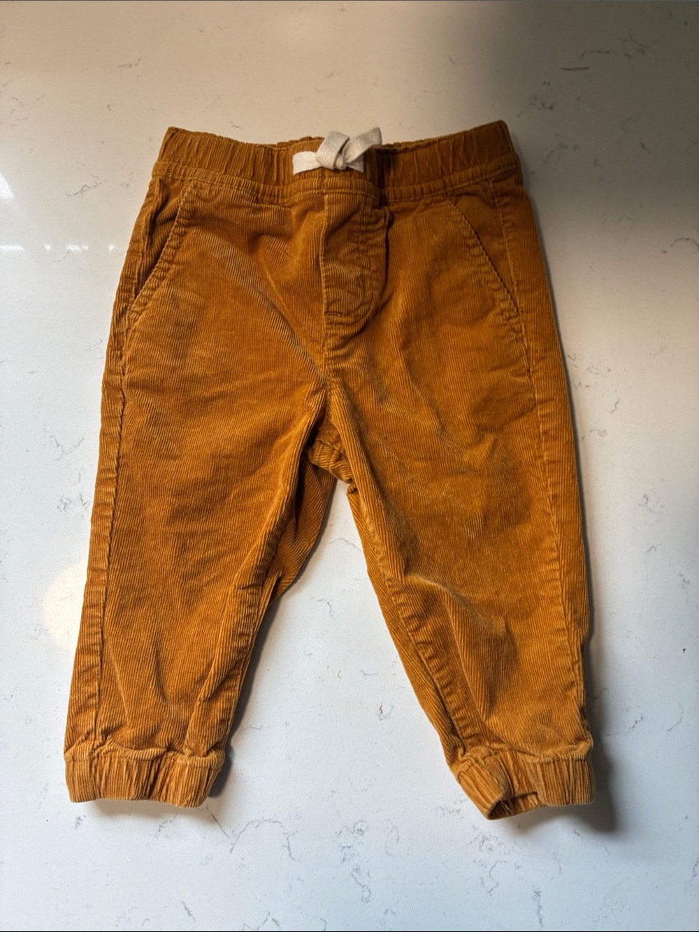 Janie and Jack Mustard Corduroy Jogger Pants